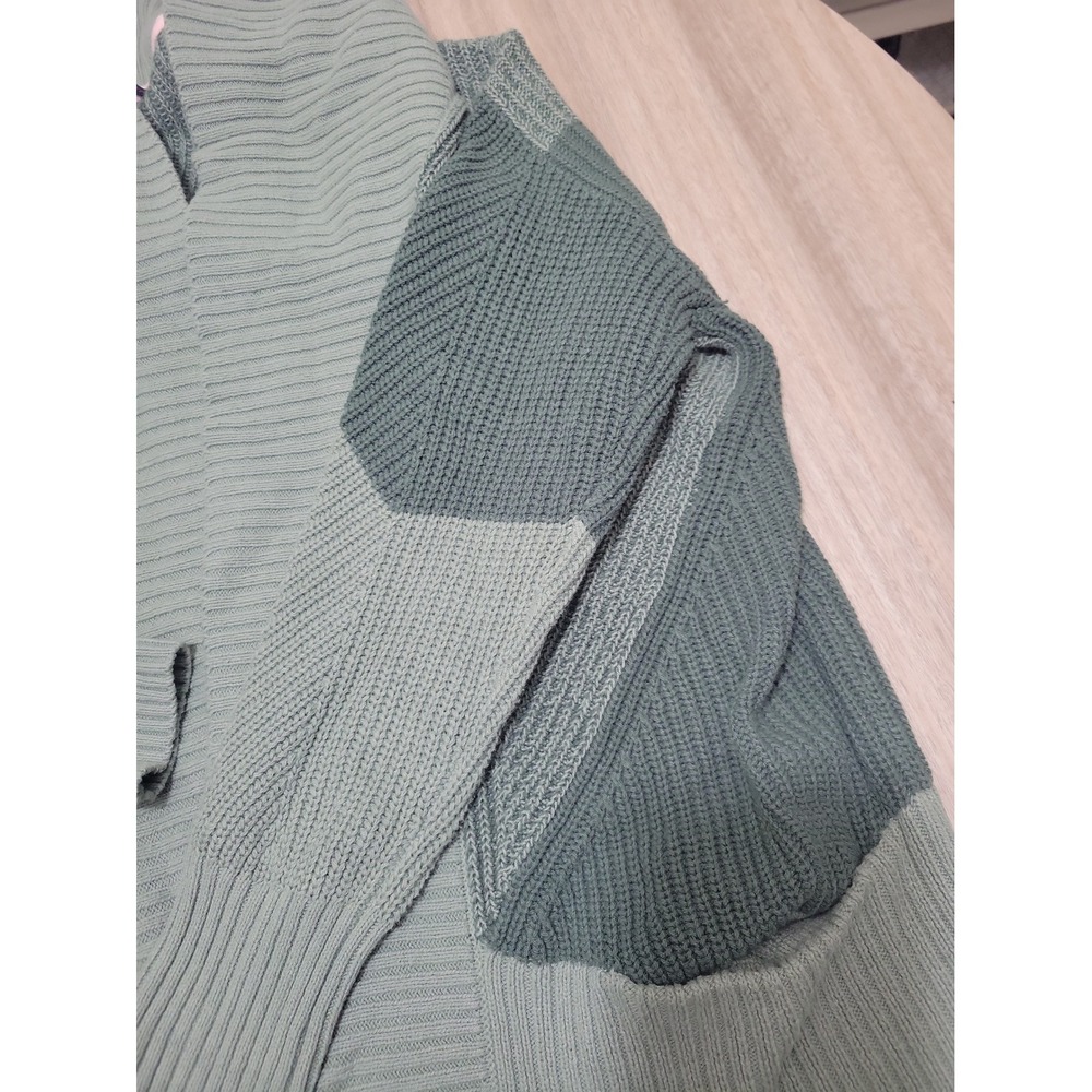 Isaac Mizrahi Live Womens Green Colorblock Ribbed Shawl Cardigan Sweater M - Picture 4 of 8
